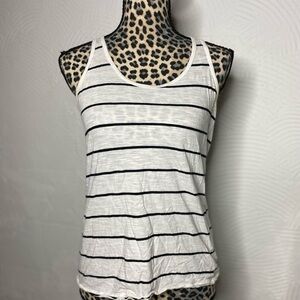 Chic White and Black Striped Women's Tank Top